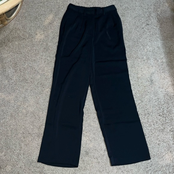 Quince Stretch Crepe Pleated Wide Leg Pants Trousers Black 2 - Picture 5 of 11